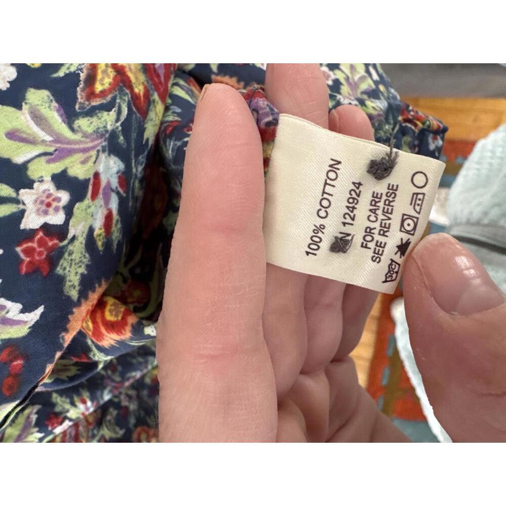 Saltaire Floral Button Down Shirt Mens Medium 100% Cotton Long Sleeve - Picture 2 of 4